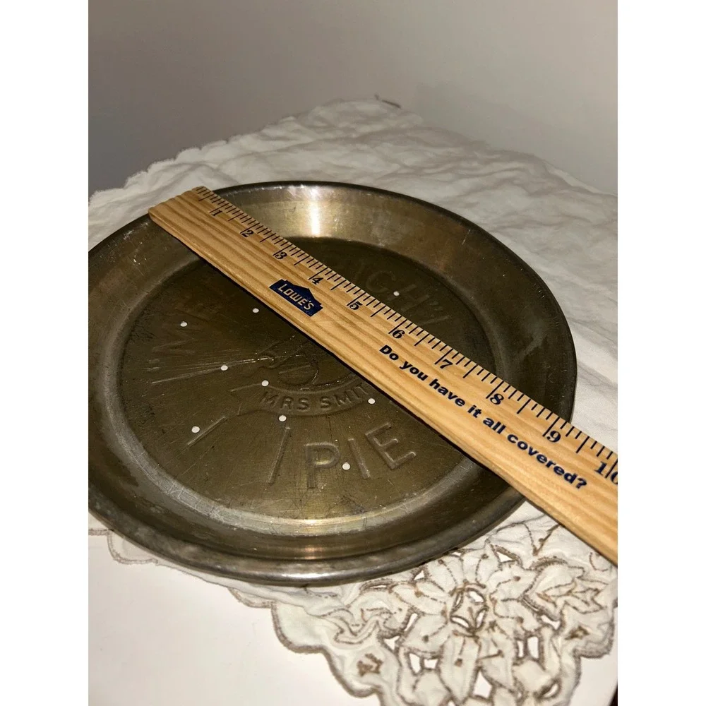 Vintage Mrs Smiths Mello-Rich Pie Tin Metal Embossed Baking Pan 9 Inch